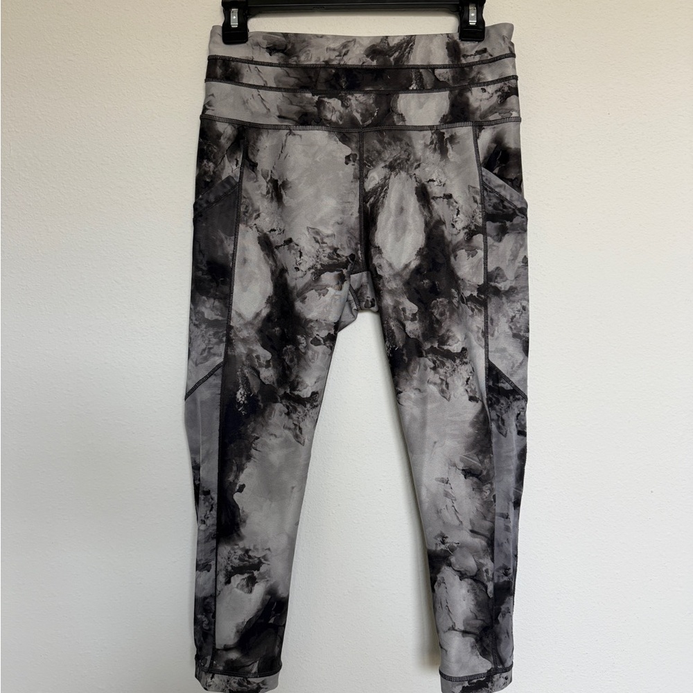 Calia Gray Marble-Print High-Waist Leggings